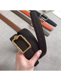Replica Designer Hermes Quizz belt buckle & Reversible leather strap 32 mm H0739 dark brown Tl3476Bb80