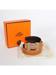 Replica Fashion Hermes Dark Brown Bovine Jugular Veins Belt HR1008B Silver Tl3758HM85