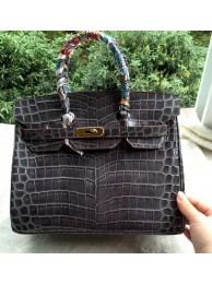 Replica Hermes Birkin 30CM Tote Bags Croco Leather H30CO Grey Tl1267YP94