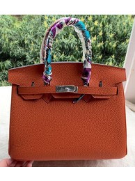 Replica Hermes Birkin 30CM Tote Bags Orange Calfskin Leather BK30 Silver Tl1120VA65
