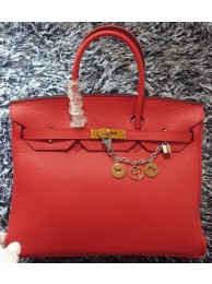 Replica Hermes Birkin 35CM Tote Bag Litchi Leather HB35GL Red Tl1197Xe44