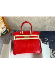 Replica Hermes Birkin Bag Original Leather crocodile HBK35 red Tl498ui32