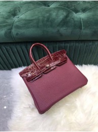 Replica Hermes Birkin Bag Original Leather crocodile togo HBK2530 Burgundy Tl482AP18