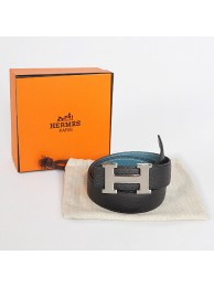 Replica Hermes Bovine Jugular Veins In Blue Belt HR1007B Silver Tl3760Fi42