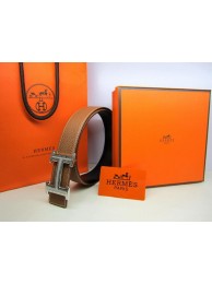 Replica Hermes Calf Leather Diamond Belt HB118 Brown Silver Tl3815CQ60