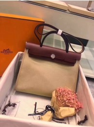 Replica Hermes Herbag 31CM Original Canvas Leather & Calfskin 45987 Offwhite&Wine Tl833EO56