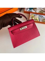 Replica Hermes Kelly 19cm Shoulder Bags Epsom Leather KL19 Silver hardware rose Tl198BJ25