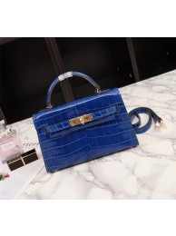 Replica Hermes Kelly 19cm Tote Bag crocodile Leather KL19 blue Tl759iF91