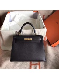 Replica Hermes Kelly 25cm Tote Bag Original Epsom Leather Bag KL25 Black Tl389ED66