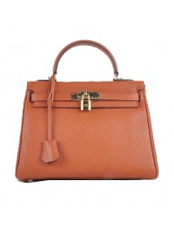 Replica Hermes Kelly 28cm Shoulder Bags Orange Grainy Leather Gold Tl1577AP18