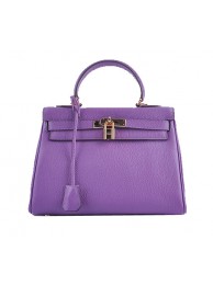 Replica Hermes Kelly 28cm Shoulder Bags Purple Grainy Leather Gold Tl1573zR45