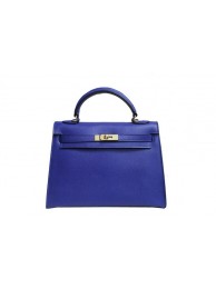 Replica Hermes Kelly 32cm Shoulder Bag Blue Saffiano Leather K32 Gold Tl1806Ac56