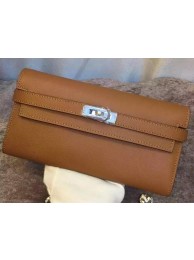 Replica Hermes Kelly Wallet Epsom Leather H009 Brown Tl2086Kg43