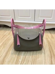 Replica Hermes Lindy 30CM Original Leather Shoulder Bag LD30 Grey&Pink Tl904Ye83