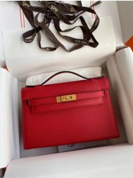 Replica Hermes Original Epsom Leather KEL2278 red&gold-Tone Metal Tl380rH96