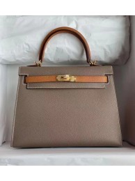 Replica Hermes Original Epsom Leather KEL2578 grey&brown Tl346Ac56