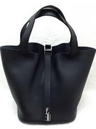 Replica Hermes Picotin Lock 22cm Bags Litchi Leather HPL1048 Black Tl1208zR45