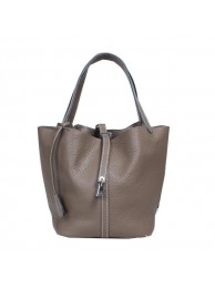 Replica Hermes Picotin Lock MM Bag in Original Leather Dark Grey Tl1634Ye83