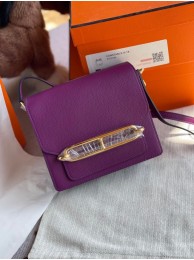 Replica Hermes Roulis 19cm Evercolor 9D H9003 purple&Gold Tl133ui32