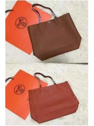 Replica Hermes Shopper Double-Sided Bag Original Leather HS1209 Orange&Wheat Tl1143ij65