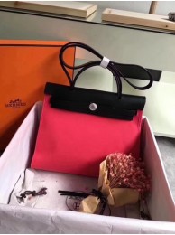 Replica Top Hermes Herbag 31CM Original Canvas Leather & Calfskin 45987 Red&Black Tl834Vx24