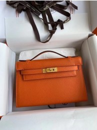 Replica Top Hermes Original Epsom Leather KEL2278 orange&gold-Tone Metal Tl365ll80