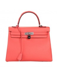 Top Hermes Kelly 32cm Shoulder Bag Pink Original Leather K32 Silver Tl1646yq38