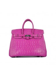 Top Quality Hermes Birkin 35CM Purple Croco Leather Tote Bag Silver Tl1921DO87