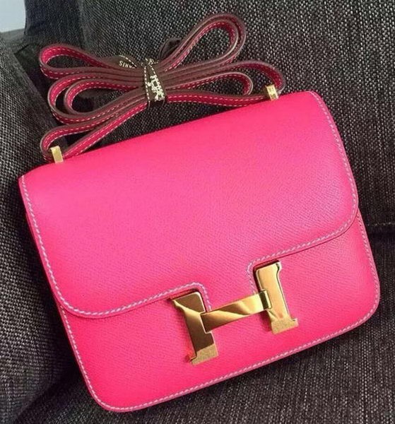 AAA 1:1 Hermes Constance Bag Calfskin Leather H9999 Rose Tl982vi59