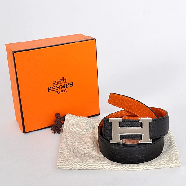 AAA Hermes Black Imported Belt HR1005B Silver Tl3764zK34