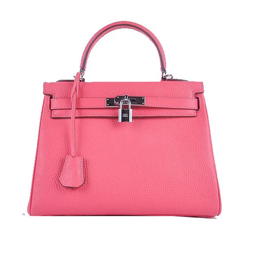 AAA Hermes Kelly 28cm Shoulder Bags Rosy Grainy Leather Silver Tl1574zK34