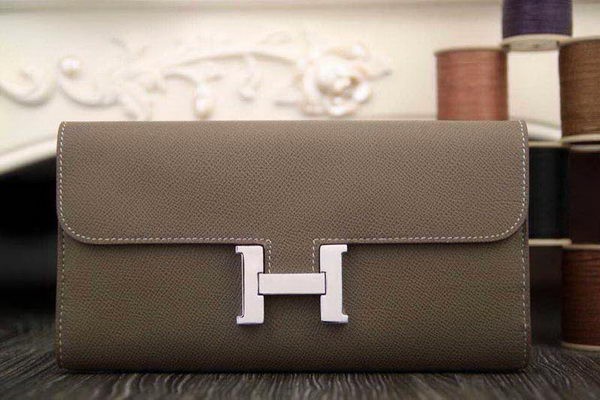 AAA Replica Hermes Constance Long Wallets Original Leather HA909 Grey Wallets Tl2137cf50
