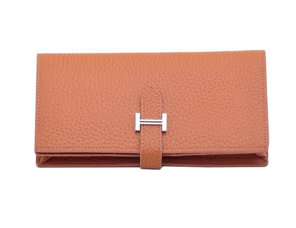 AAAAA Hermes Bearn Japonaise Bi-Fold Wallet Grainy Leather H68942 Wheat Tl2178aM93