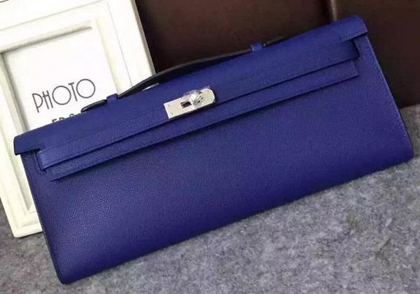 AAAAA Hermes Kelly 31cm Clutch Epsom Leather KL31 Blue Tl1083aM93
