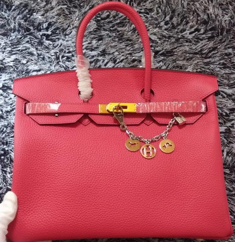 AAAAA Imitation Hermes Birkin 35CM Tote Bag Litchi Leather HB35GL Rose Tl1192Sy67