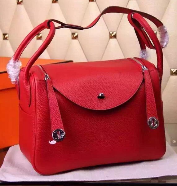 AAAAA Imitation Hermes Lindy 30CM Leather Shoulder Bag H0881 Red Tl961oT91