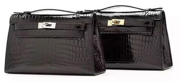 Best 1:1 Hermes MINI Kelly 22cm Clutch Croco Leather KL22 Black Tl1090OR71