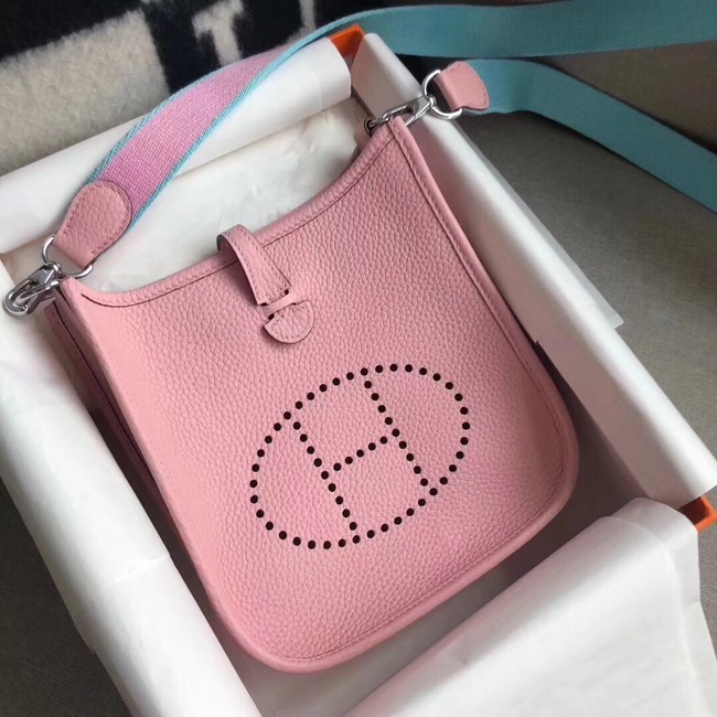 Cheap Hermes Evelyne original togo leather mini Shoulder Bag H15698 pink Tl731ZZ98