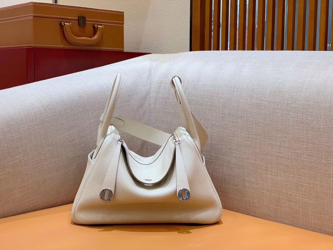 Designer Hermes Lindy Original Togo Leather Bag OLD30 light grey Tl400vs94