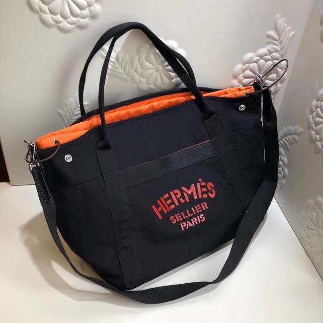 Fake Hermes Canvas Shopping Bag H0734 black Tl735Iw51