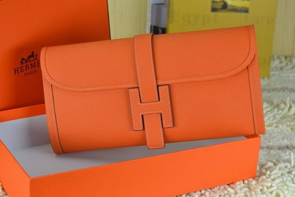 Fake Hermes Jige Clutch Bag Calfskin Leather Orange Tl1522lF58