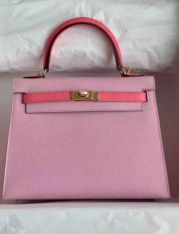 Fake Hermes Original Epsom Leather KEL2578 pink&rose Tl345tu77