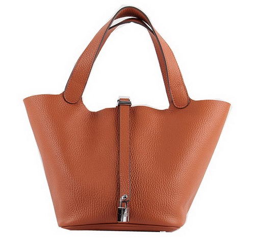Fake Hermes Picotin Lock MM Bags Clemence Leather H8616 Orange Tl1408bz90