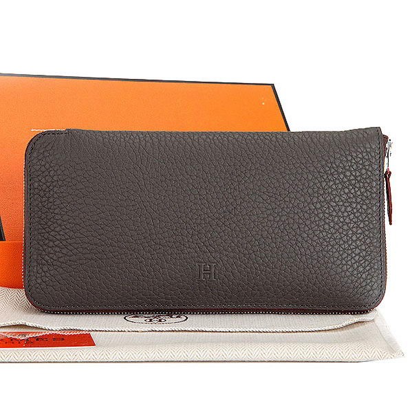 Fake Hermes Zipper Wallet Original Leather A309 Brown Tl2252lF58
