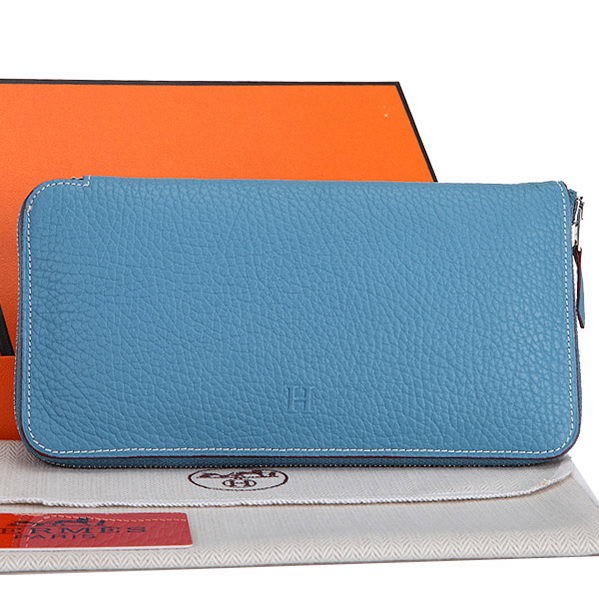 Fake Hermes Zipper Wallet Original Leather A309 Light Blue Tl2254GR32