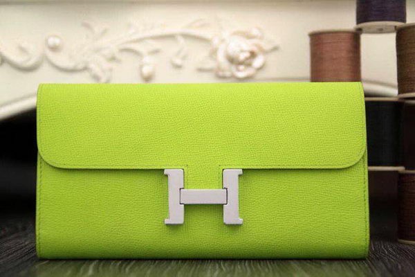 First-class Quality Hermes Constance Long Wallets Original Leather HA909 Light Green Tl2127VJ28