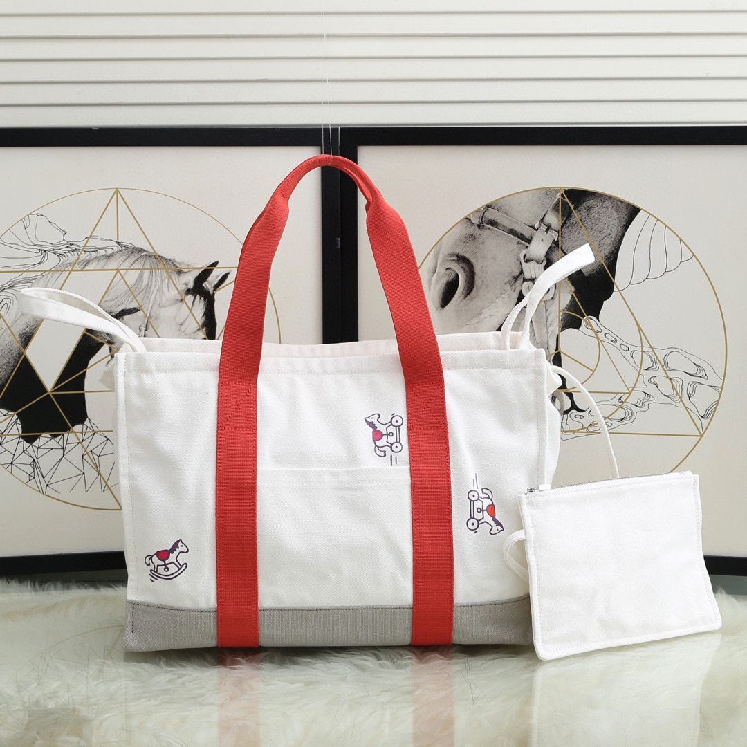 Hermes Adada Nappy Canvas Shopping Bag H5635 Orange Tl106De45