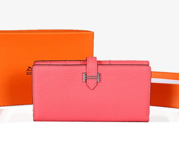 Hermes Bearn Japonaise Bi-Fold Wallet Original Leather A1018 Pink Tl2187Yr55