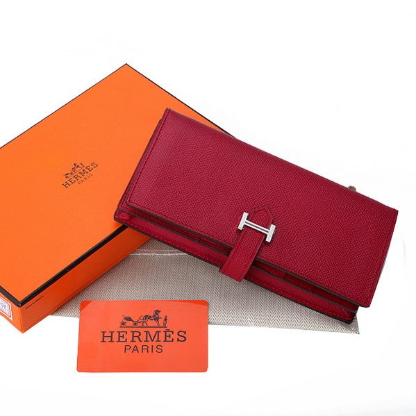 Hermes Bearn Japonaise Bi-Fold Wallet Original Leather A208 Burgundy Tl2189VI95