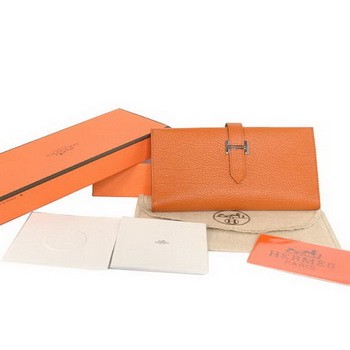 Hermes Bearn Japonaise Smooth Leather Tri-Fold Wallet H308 Orange Tl2318Nw52